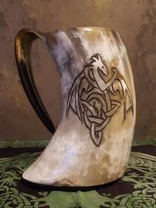 Taza tallada de cuerno de Animal Real, decoración del hogar de estilo vikingo ecológico para recreaciones, festivales, recuerdo pulido de Navidad - Product Image 3