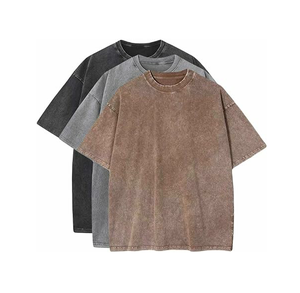 T-shirt respirant délavé à l'acide grande taille Vintage en coton épais surdimensionné avec tissu en toile - Product Image 6