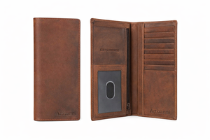 Luxury Handmade Classic Custom Logo Crazy Genuine Leather RFID Protected Fashion Style Card Holder <b>Men's</b> Wallet - Product Image 4
