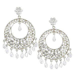 Cadeau de mariage parfait élégant 925 boucles d'oreilles délicates en argent Sterling 925 timbre bijoux cristal perlé crochet boucle d'oreille pour elle en gros - Product Image 2