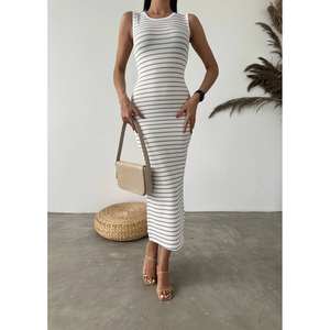 Vestido Otomano a Rayas Transpirable de Tela Lycra con Cintura Natural - Product Image 4