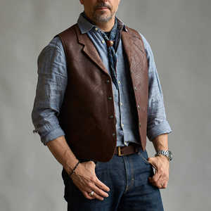 Gilet en cuir réversible coupe-vent et chaud pour hommes de haute qualité 100% cuir personnalisable et respirant en gros - Product Image 2