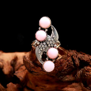 Wholesale Bulk Unique Design 925 Sterling <b>Silver</b> Women's Round Cut Wedding <b>Ring</b> Pink <b>Opal</b> Diamond Stone Gemstone Set for Parties - Product Image 2