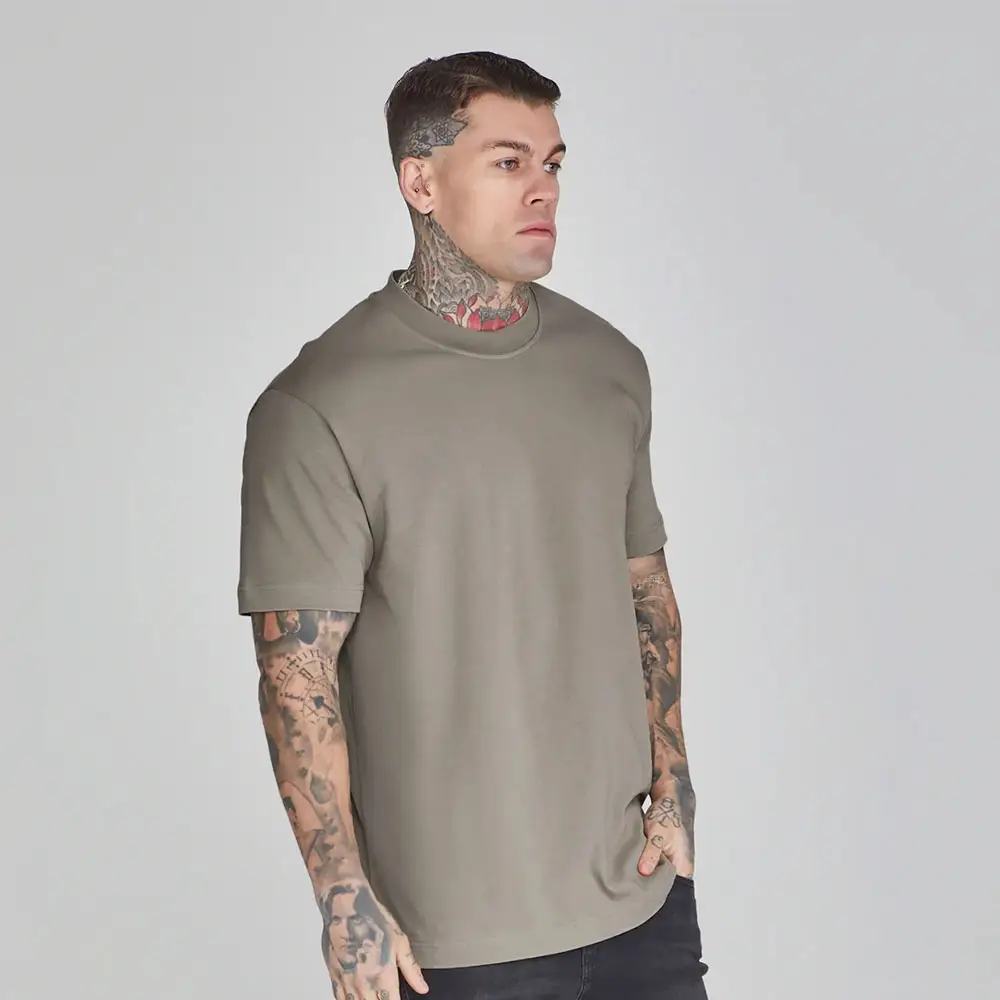 Camisetas de hombre de gran tamaño personalizadas al por mayor camisetas de hip hop de algodón pesado con logotipo de impresión de hojaldre 3D personalizadas en blanco para hombre