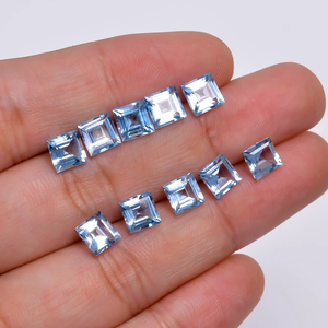 พลอยโทแพซสีฟ้าธรรมชาติคุณภาพ AAA ทรงเหลี่ยมเหลี่ยมเพชร ขนาด 4x4 มม. สำหรับทำเครื่องประดับ ขายส่ง - Product Image 6