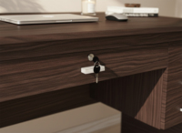 Bureau d'étude moderne à 7 tiroirs, finition bois wengé, MDF, bureau d'ordinateur pour la maison, surface en PU, glissières de tiroir, utilisation scolaire