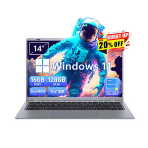 Ordinateur portable professionnel Intel à vente chaude, quadricœur, 13,66 pouces, 16 Go de RAM, 128 Go de SSD + HDD, Windows 10, anglais américain, neuf - Product Image 1