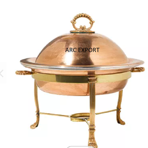 Décoration fantaisie en métal et cuivre de forme ronde, plat à Chafing élégant et Unique de luxe - Product Image 3