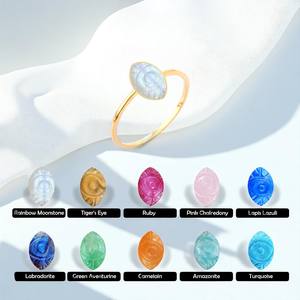 แหวนพลอยอะมาโซไนต์ธรรมชาติสลักแหวนฝาตาชั่วร้ายแหวนธรรมดาแฟชั่นชุบทองเครื่องประดับขายส่งอัญมณีที่กำหนดเอง - Product Image 2