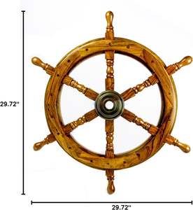 วงล้อเรือไม้ทำมือ ของตกแต่งผนังสไตล์ทะเล ของประดับตกแต่งบ้านแบบธรรมชาติ วงล้อพวงมาลัยเรือแบบเรียบง่าย ของตกแต่งผนังเรือ - Product Image 4