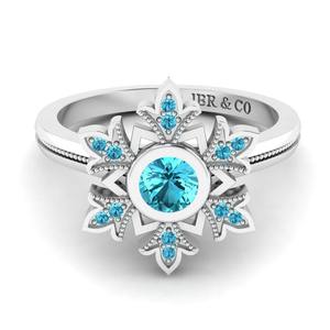 Best Offer Round <b>Blue</b> Topaz 925 Silver Rocklove Engagement <b>Ring</b> For Women Luxury Fine Jewelry At Wholesale Price - Product Image 1