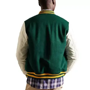 Veste bomber varsity de baseball pour homme, mode hiver 2025, polyester, manches oversize, logo personnalisé sur le devant, imperméable, réversible - Product Image 6