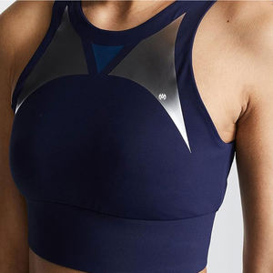 Soutien-gorge de sport en spandex respirant de haute qualité pour femmes grande taille sans fil couleur unie fermeture à glissière avant tissu en maille pour le fitness - Product Image 6