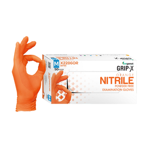 Gants de sécurité en nitrile sans poudre Diamond Grip Noir/Orange pour la protection des mains et des bras à usage industriel - Product Image 1