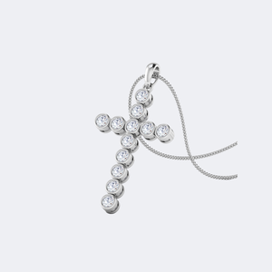 Collar con Colgante de Diamantes en Forma de Cruz con Engaste de Bisel y Diamantes Redondos de 1.40 CTW - Product Image 5
