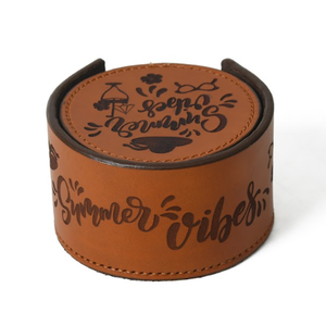 High Quality Gifts Engraved Logo Genuine Leather <b>Coaster</b> Set Tea <b>Drink</b> Cork <b>Coasters</b> Set Leather Cup Mat <b>Coaster</b> - Product Image 2