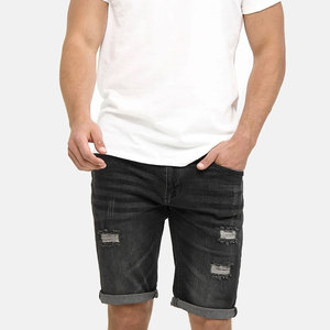 Hot Selling High Street Fashion <b>Distressed</b> Shorts Elastic Waist Custom Logo 100% Cotton Solid Pattern <b>Top</b> Manufacturer - Product Image 2