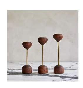 Farmhouse-Style Wooden <b>Candle</b> Holders Rustic Wood <b>Pillar</b> <b>Candle</b> Stands 6'' Vintage Tall <b>Candle</b> Stand Decorative Brown - Product Image 2