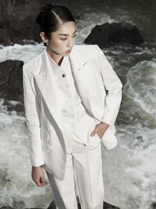 Luxury Design Women'S <b>Jackets</b> Front Buttons Plus <b>Size</b> Women'S Clothing Audrey Lapel <b>Jacket</b> Timber Loom Fabric Whiteant Vietnam - Product Image 4