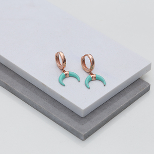 Boucles d'oreilles en émail de conception de corne boucles d'oreilles pendantes bijoux fins turcs faits à la main en gros bijoux en argent Sterling 925 - Product Image 3