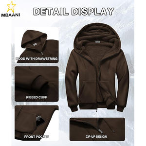 <b>Men</b> <b>Hoodies</b> Zip Up <b>Sherpa</b> Lined Sweatshirts Heavyweight Thick Warm Fleece Winter Jacket. - Product Image 4