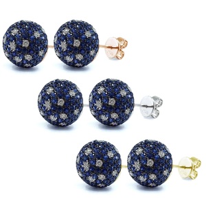 Livraison Rapide, Haute Qualité, Boucles d'Oreilles Clous Classiques en Or Blanc 18 carats avec Saphir Bleu Taille Brillant, Idéales pour Mariage et Cadeau - Product Image 4