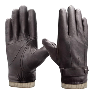 Guantes de invierno clásicos de cuero negro para hombres y mujeres personalizados a prueba de viento y cálidos a prueba de nieve para trabajos al aire libre deportes pesca - Product Image 2