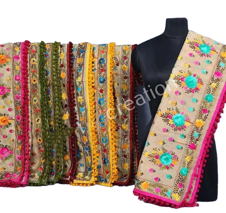 Indian Patiala phulkari dupatta para mujer bordado Phulkari Heavy Stole Hijab recién llegado fiesta boda Dupatta