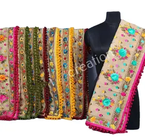 Indian Patiala Phulkari Dupatta Voor Vrouwen Geborduurde Phulkari Zware Stal Hijab Nieuwe Aankomst Feest Bruiloft Dupatta