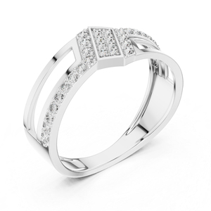 Bague à clous en or blanc 14 carats avec diamant rond de laboratoire pour femme, à porter au bureau |   Nouveau diamant cultivé - Product Image 6