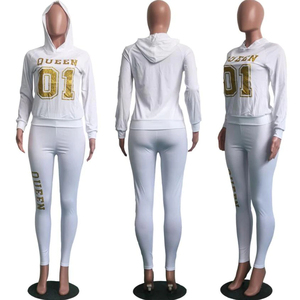 Custom Logo Hoodies And Sweat Pants <b>Jogger</b> Set women Tracksuit 2 Two Piece Set Sweatpants And Puff Printing Hoodie Set - Product Image 1