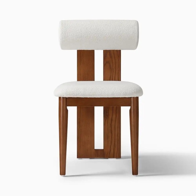 Japandi Style Modern Dining Chair with Solid Wood Frame and Upholstered Seat for Home Restaurant Hotel & Apartment Use