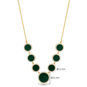 Forme ronde Malachite Clair Zircon Pierre Nouvelle Tendance Collier En Gros 925 Bijoux En Argent Sterling - Product Image 2