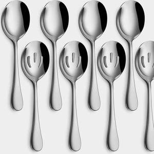 Tenedor de servicio chapado en oro de acero inoxidable, cuchara para servir ensaladas de mango largo, con mango de diseño Premium, gran oferta - Product Image 3