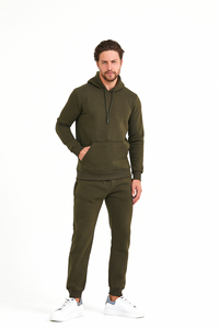 Vente en gros 100% coton pour hommes imprimé motif solide Jogging survêtement coupe ajustée hiver Streetwear lourd tenue décontracté - Product Image 5