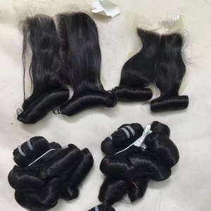 Extensiones de cabello humano crudo con rizo italiano hinchable, paquetes de trama, máquina de cabello Remy, doble dibujado, a bajo precio, fácil cuidado, Color más oscuro - Product Image 1