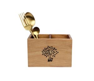 Porte-couverts en bois à 2 compartiments de la meilleure qualité pour la décoration de la maison de la cuisine de l'hôtel et du restaurant à bas prix - Product Image 6