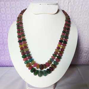 Vintagely Trendy Natural Tourmaline Watermelon Ball-shaped Chains Garnet <b>Ruby</b> Quartz Turquoise Pearl Jade Religious Gift - Product Image 1