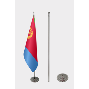 Drapeau d'intérieur officiel de l'Érythrée avec logo personnalisé, impression numérique sur soie et polyester, mât en aluminium pour utilisation automobile - Product Image 2