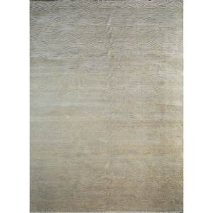 พรมขนสัตว์ผสมไหมถักมือสีเบจน้ำตาลลายนามธรรมสำหรับห้องนั่งเล่นรูปทรงสี่เหลี่ยมผืนผ้าสำหรับทางเดิน PKWS-490 - Product Image 1