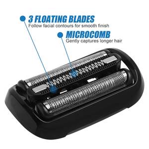 Paquete de 4 cabezales de afeitado eléctricos de repuesto con láminas dobles y triples para afeitadoras rotatorias Series 5 y 6, rasuradora facial lavable - Product Image 5