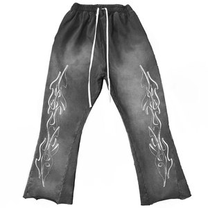 OEM Polyester/Cotton Breathable Acid Wash <b>Bleach</b> Wash High Waist Sweatpants for Men Custom Printed Elastic Waist Closure Flat - Product Image 1