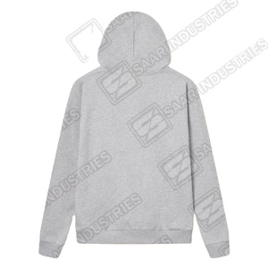 เสื้อฮู้ดผ้าผสมโพลีเอสเตอร์/คอตตอนสีเทาอ่อน ทรงหลวม กระเป๋าจิงโจ้ มีเชือกผูกฮู้ด สไตล์ลำลอง สตรีทแวร์ - Product Image 2