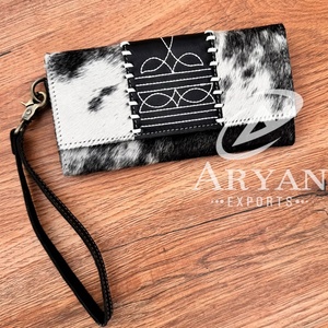 Nouvelle botte point peau de vache femmes bracelet portefeuille en cuir véritable pochette sac à main de nombreux compartiments Long portefeuille avec de nombreuses fentes pour cartes - Product Image 1