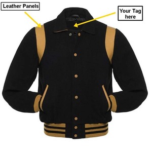Winter Street Fashion Men's <b>Wool</b> Body and Leather Fashion Panel Men Female Varsity Jackets & Coat OEM Services - Product Image 3