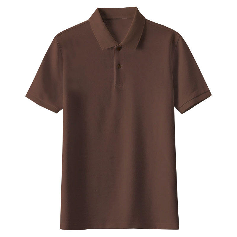 Solid color short-sleeved polo shirt - brown