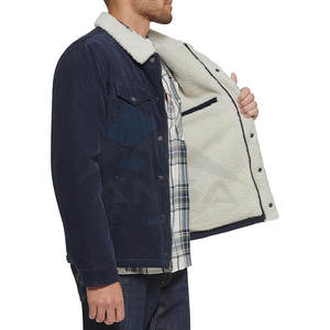 Veste de camionneur en velours côtelé doublée de sherpa pour homme, vêtement d'extérieur décontracté chaud pour l'hiver, coupe classique, grande taille, boutonnière classique, vêtement de travail - Product Image 3