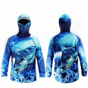 Chaqueta de pesca de verano al aire libre unisex con cremallera completa Camiseta de manga larga con capucha para hombre Impresión digital tejida - Product Image 1