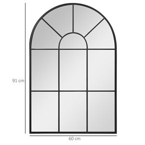 HOMCOM-Espejo moderno de pared con forma de arco, para dormitorio y sala de estar, metal negro y cristal, 91x60x2cm - Product Image 3