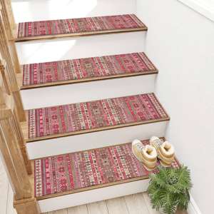 Geometric Kilim Step Rug, Printed Gift, Decorative Washable Personalized Turkish Rug - Product Image 5